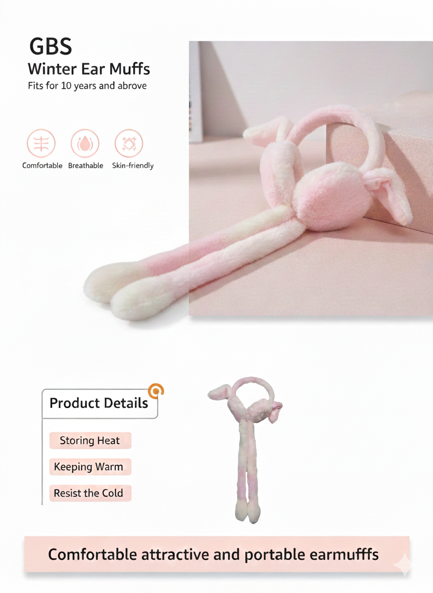 Cute Bunny Ear Plush Hat with Long Paws | Soft Warm Winter Ear Cover Cap for Kids & Adults | Pink Rabbit Fluffy Earmuff Cap | Moving Ear Jump Hat for Winter, Cosplay & Gifting